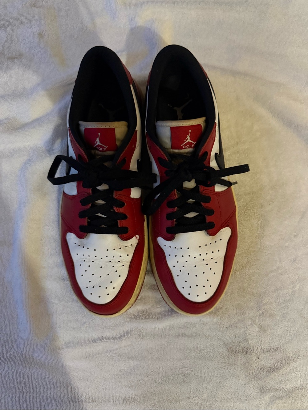 Jordan Men’s Low-Top Sneakers in Red, White & Black